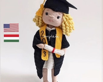 SOFIA. Sophie si laurea. Modello per bambola all'uncinetto, modello per bambola amigurumi, PDF in inglese/ungherese