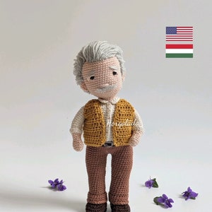 Papy Patron de poupée au crochet Modèle de poupée Amigurumi PDF anglais/hongrois