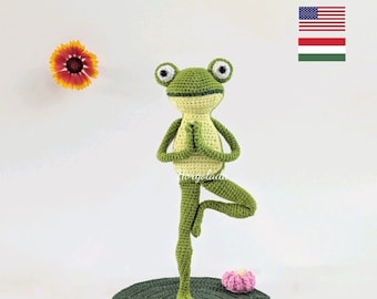 Zen der Yoga-Frosch Frosch Häkelanleitung Amigurumi Frosch Anleitung PDF Englisch/Ungarisch