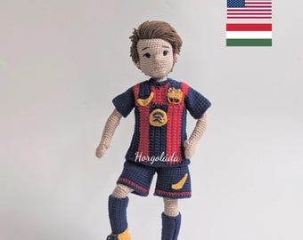 Ben in a Football Kit Crochet Doll Pattern Amigurumi Doll pattern PDF English/Hungarian