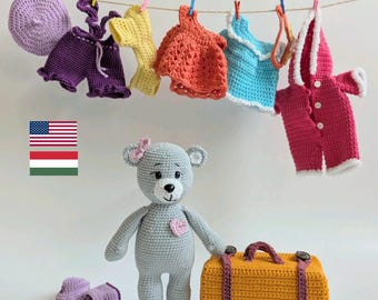 Momo Bear Crochet Pattern | Amigurumi Bear, Clothes & Suitcase (PDF)