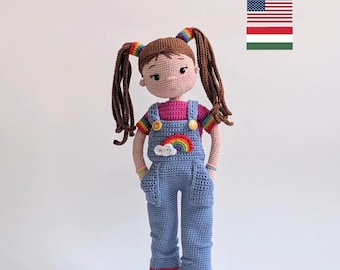 Iris Doll Crochet Pattern Amigurumi Doll Pattern Crochet Doll Pattern PDF English/Hungarian