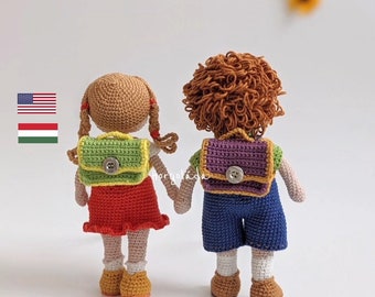Back to school Pattern bundle. Crochet doll Pattern bundle, amigurumi doll Pattern bundle. PDF English/Hungarian