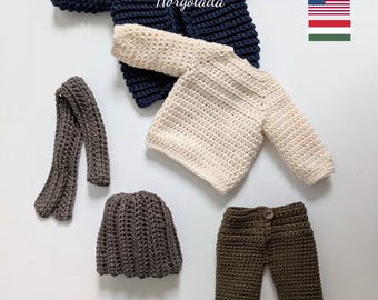 Winter Outfit for Ben Crochet Pattern Doll outfits pattern for a doll 32 cm. The clothes fit Ben doll crocheted by me. (English, Hungarian)