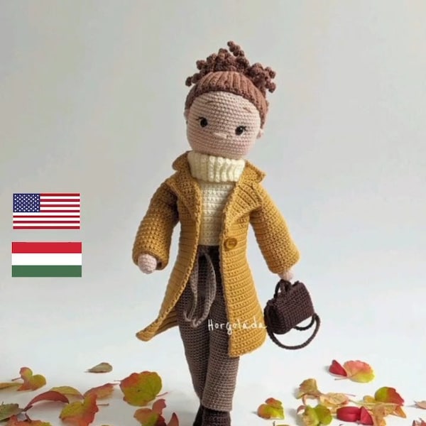LOLA in warm clothes. Crochet doll pattern, amigurumi doll pattern, PDF English/Hungarian