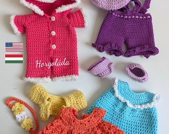 Outfit for Momo Bear Crochet Pattern. Amigurumi outfits pattern for a bear 21 cm. (English, Hungarian)