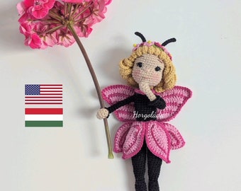 Annabella the Butterfly Crochet doll pattern Amigurumi doll pattern PDF English/Hungarian