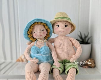Giselle and Frank Pattern bundle. Amigurumi Doll Pattern bundle. Crochet Doll Pattern bundle. PDF English/Hungarian