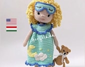 SOPHIE. Sophie goes to sleep. Crochet doll pattern, amigurumi doll pattern, PDF English/Hungarian