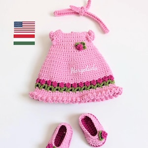 Schema per realizzare un vestitino all'uncinetto per la bambola Alice. Schema per un vestitino amigurumi per una bambola di 33 cm, per la bambola Alice. (Inglese, Ungherese)