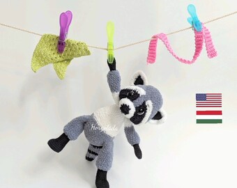 Wzór na szydełkowego szopa bandyty Wzór na szopa Amigurumi PDF Angielski/Węgierski