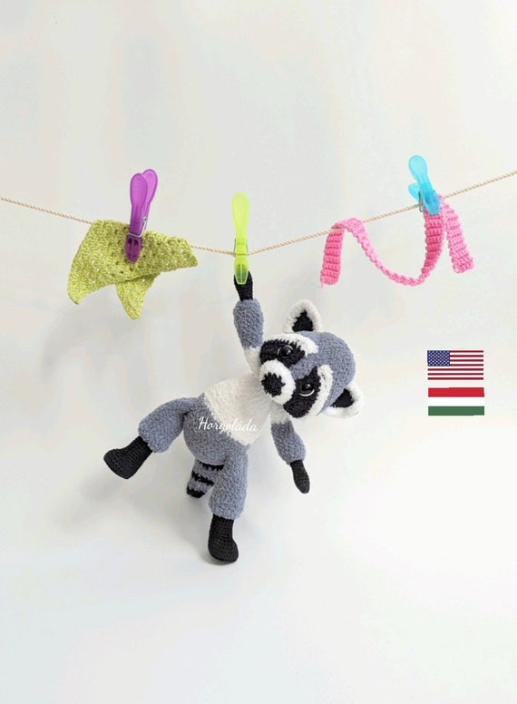 Bandit Crochet raccoon pattern Amigurumi raccoon pattern PDF English/Hungarian