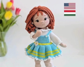 Alice Doll Crochet Pattern Amigurumi Doll Pattern Crochet Doll Pattern PDF English/Hungarian