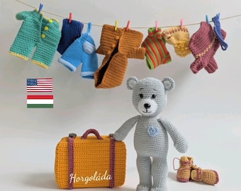 Momo Bear Crochet Pattern | Amigurumi Bear, Clothes & Suitcase (PDF)
