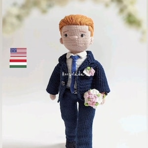 OLIVER is the groom crochet pattern, amigurumi groom doll pattern, PDF English/Hungarian