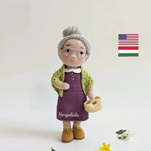 Grandma Crochet doll pattern Amigurumi doll pattern PDF English/Hungarian