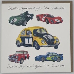 Richard Partis Classic Track Cars Greeting Card - Unique Artwork, Perfect for Any Occasion, A Thoughtful Gift & Keepsake