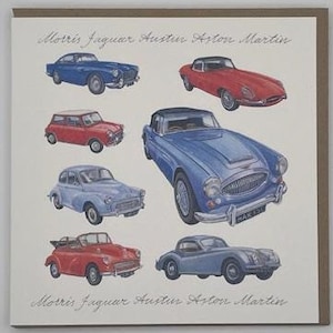 Richard Partis Classic Cars Greeting Card - Unique Artwork, Perfect for Any Occasion, A Thoughtful Gift & Keepsake
