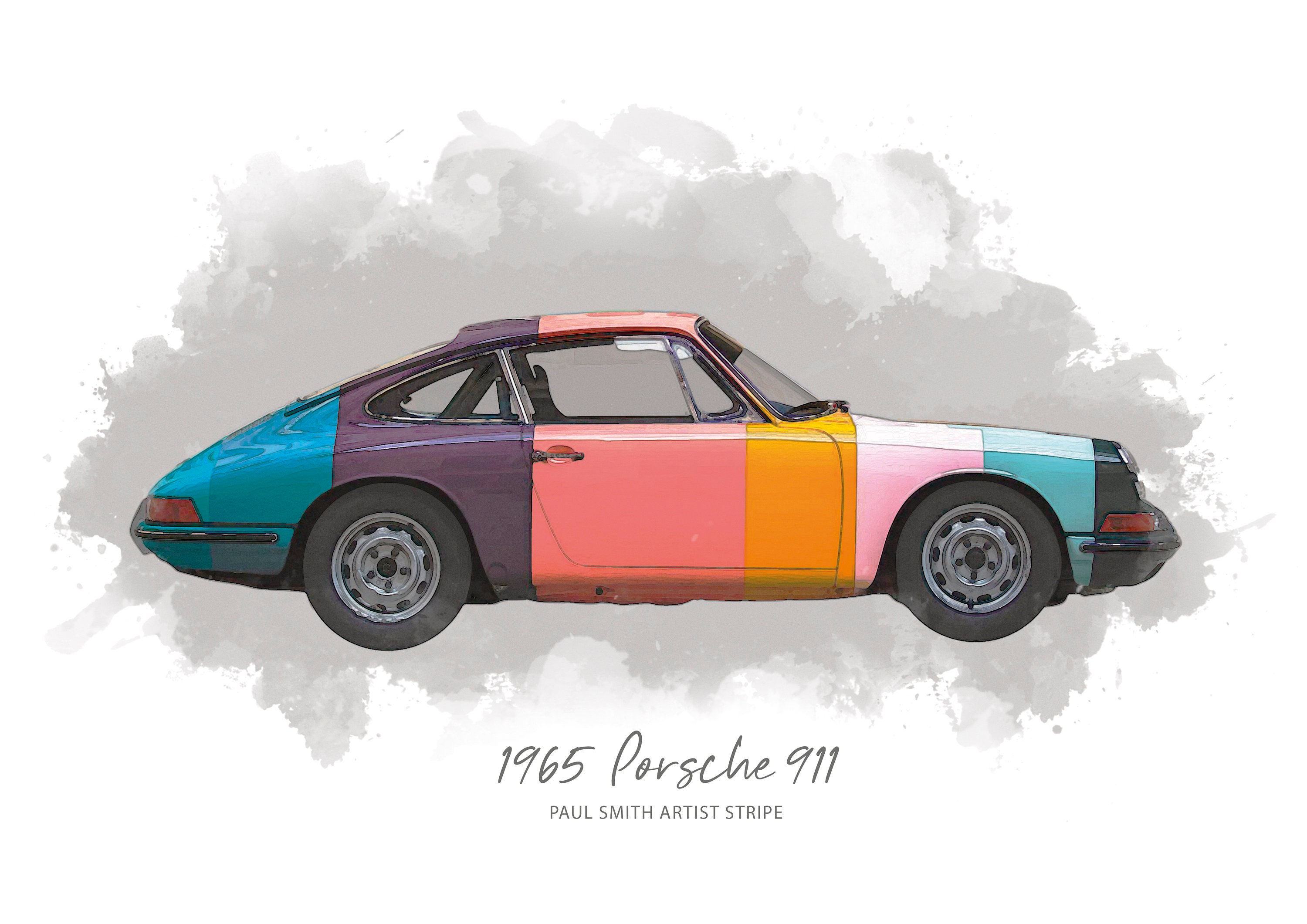 Porsche 911 Print: Paul Smith Artist Stripe Classic Car Poster