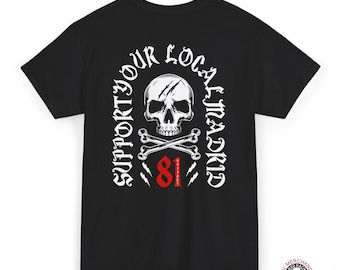 Hells Angels Biker Black T-shirt Support 81 Big Red Machine Front