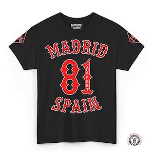 Madrid Support 81 Spain T-Shirt: Heavy Cotton Motorcycle Club Tee