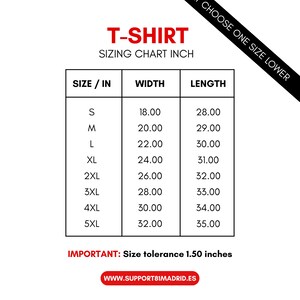 Sizing chart inch.