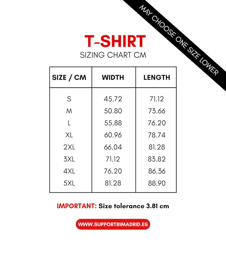 Sizing chart