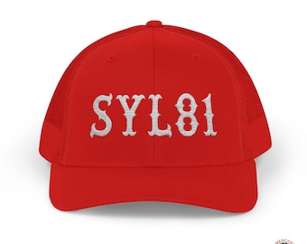 Gorra de camionero con visera ajustable y letras bordadas Support 81 / Texto bordado SYL81 blanco