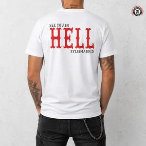 Camiseta blanca "Apoya al 81 Nos vemos en el infierno" - Camiseta urbana del club de motociclistas Hells Angels