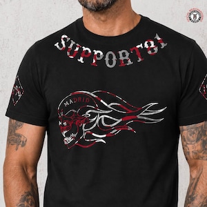 Support 81 Madrid Camo Skull Rider Zwart T-shirt