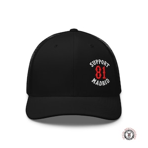 Support 81 Patchwork Trucker Cap – Red & White Madrid | Hells Angels Supporter Hat