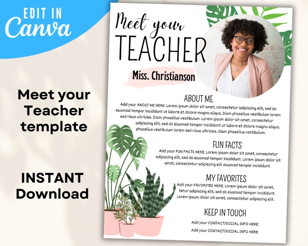 Modern Boho Plants Meet the Teacher Templates, Back to School ...