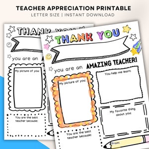 Teacher Appreciation Printable, Teacher Appreciation Week Thank You Coloring Pages School Kids, Teacher Gifts, Instant Digital Download