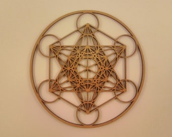 Cube de métatron en bois, Plateau de rechargement, Géométrie sacrée, 13 à 17 cm de diamètre