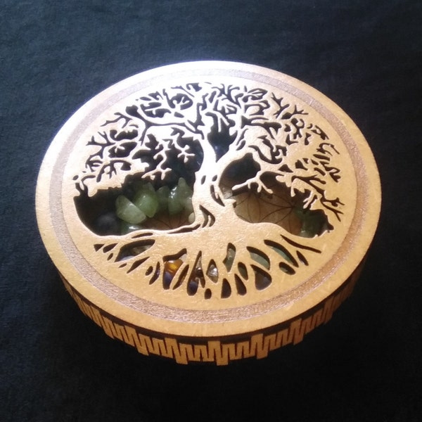 Arbre de vie / Fleur de vie en bois, boîte à bijoux, Boîte arbre de vie, écrin en bois, boîte rangement, rechargement, idée cadeau