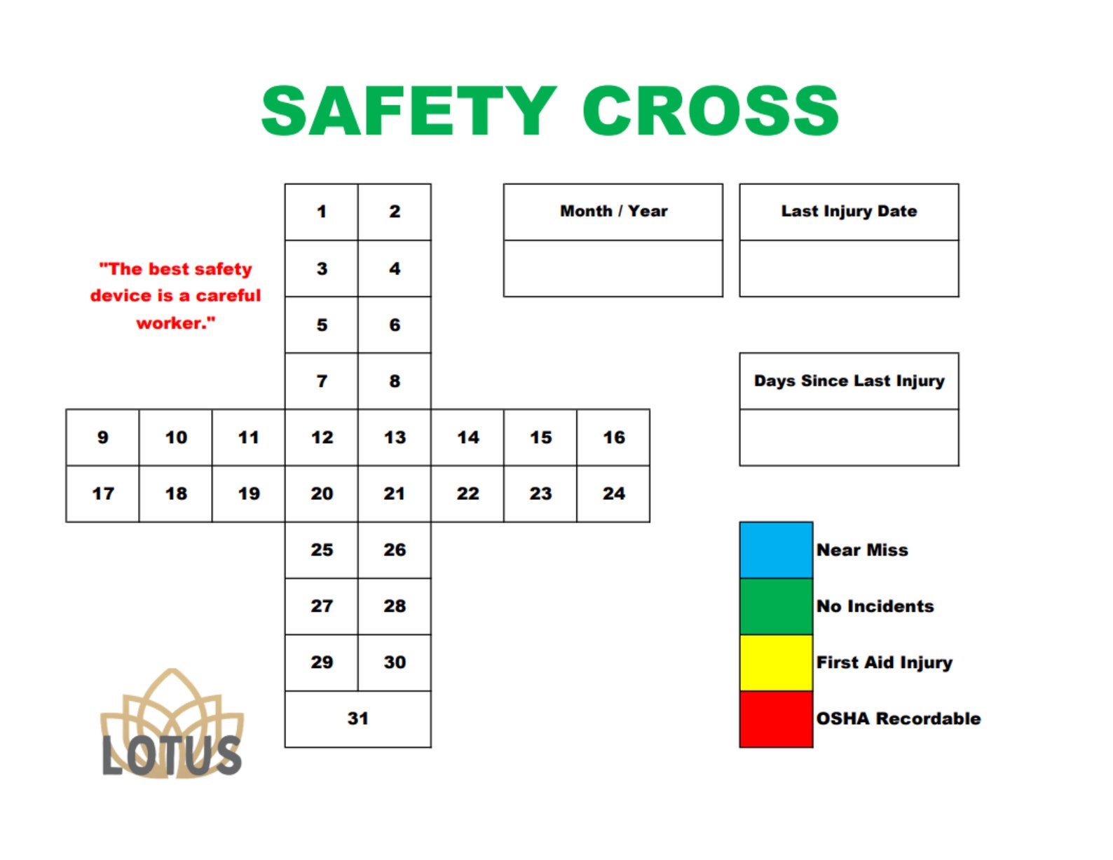 Safety Cross Template Recordable Incident Tracker Editable Microsoft