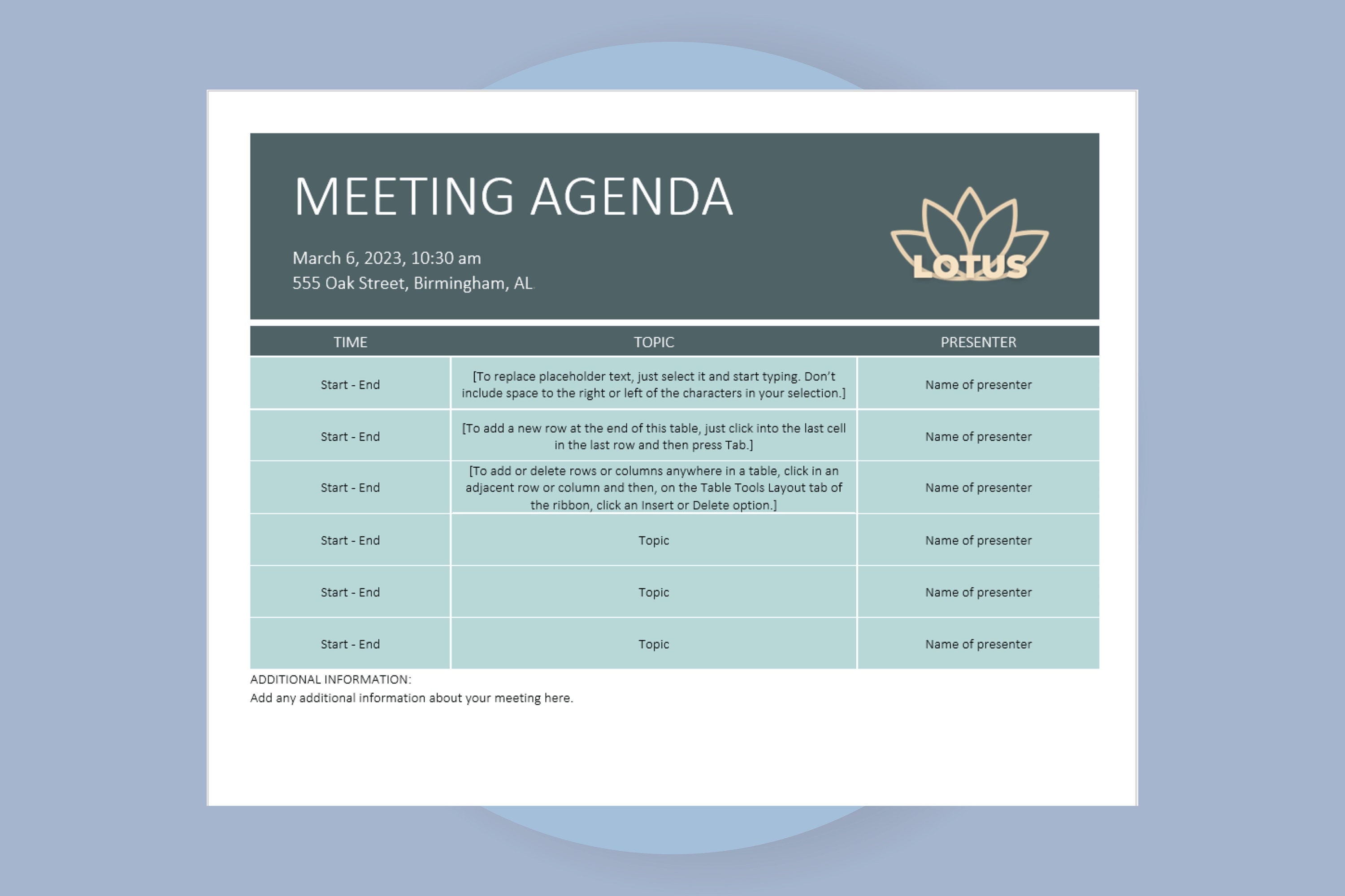 Meeting Agenda Form, Editable Google Docs Meeting Schedule Template ...