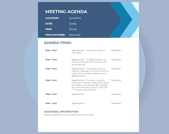 Google Docs Meeting Agenda Template, Editable Google Docs Template, Meeting Schedule Template, Edit and Print in Google Docs
