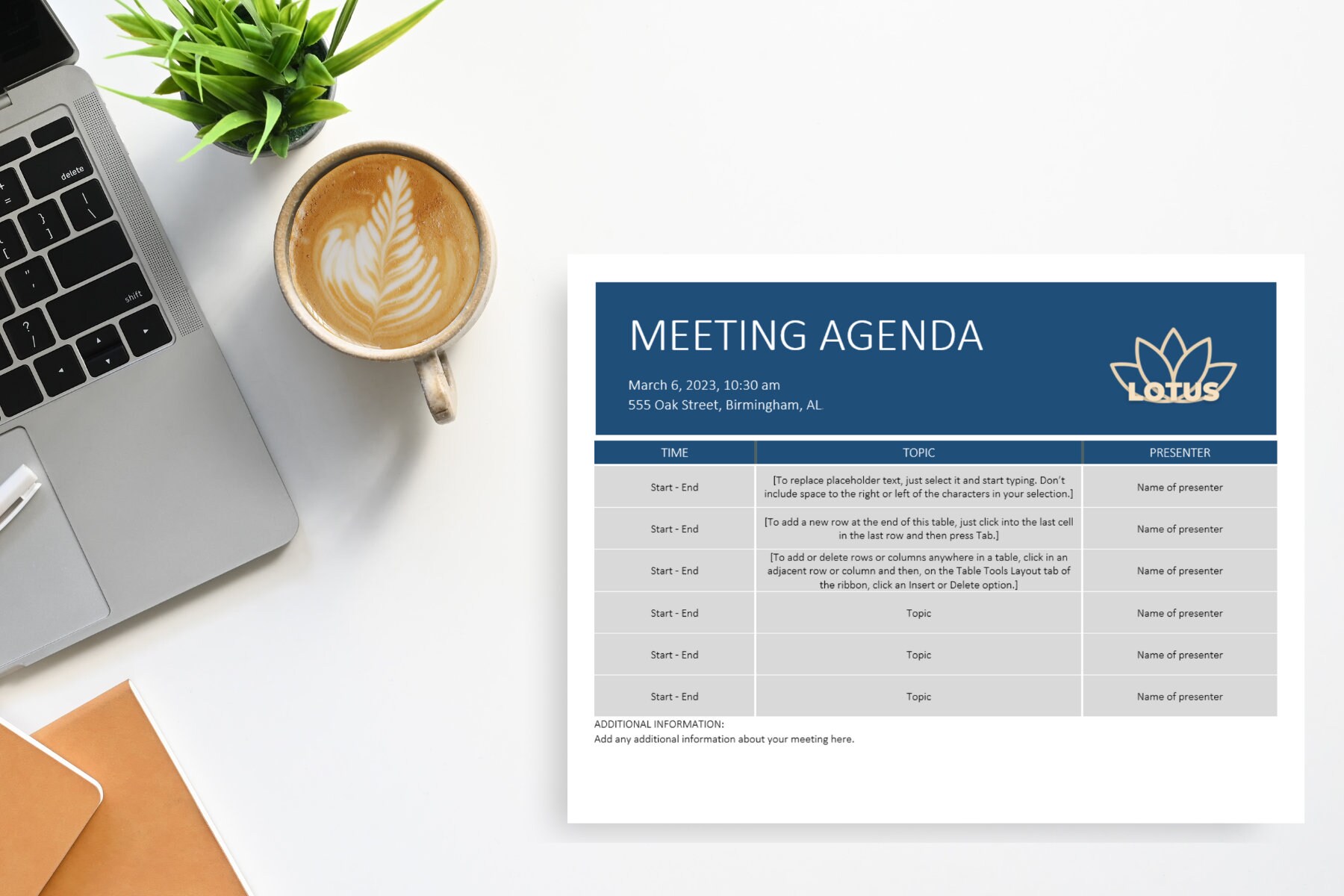 Meeting Agenda Template, Microsoft Word Document, Instant Download