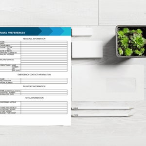 Travel Preferences Microsoft Office Form, Personalized Travel Forms ...