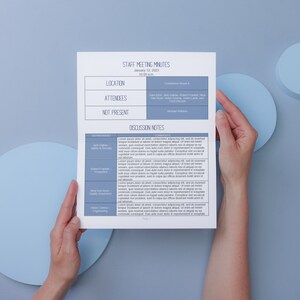 Meeting Minutes Template - Word Document Fillable Form