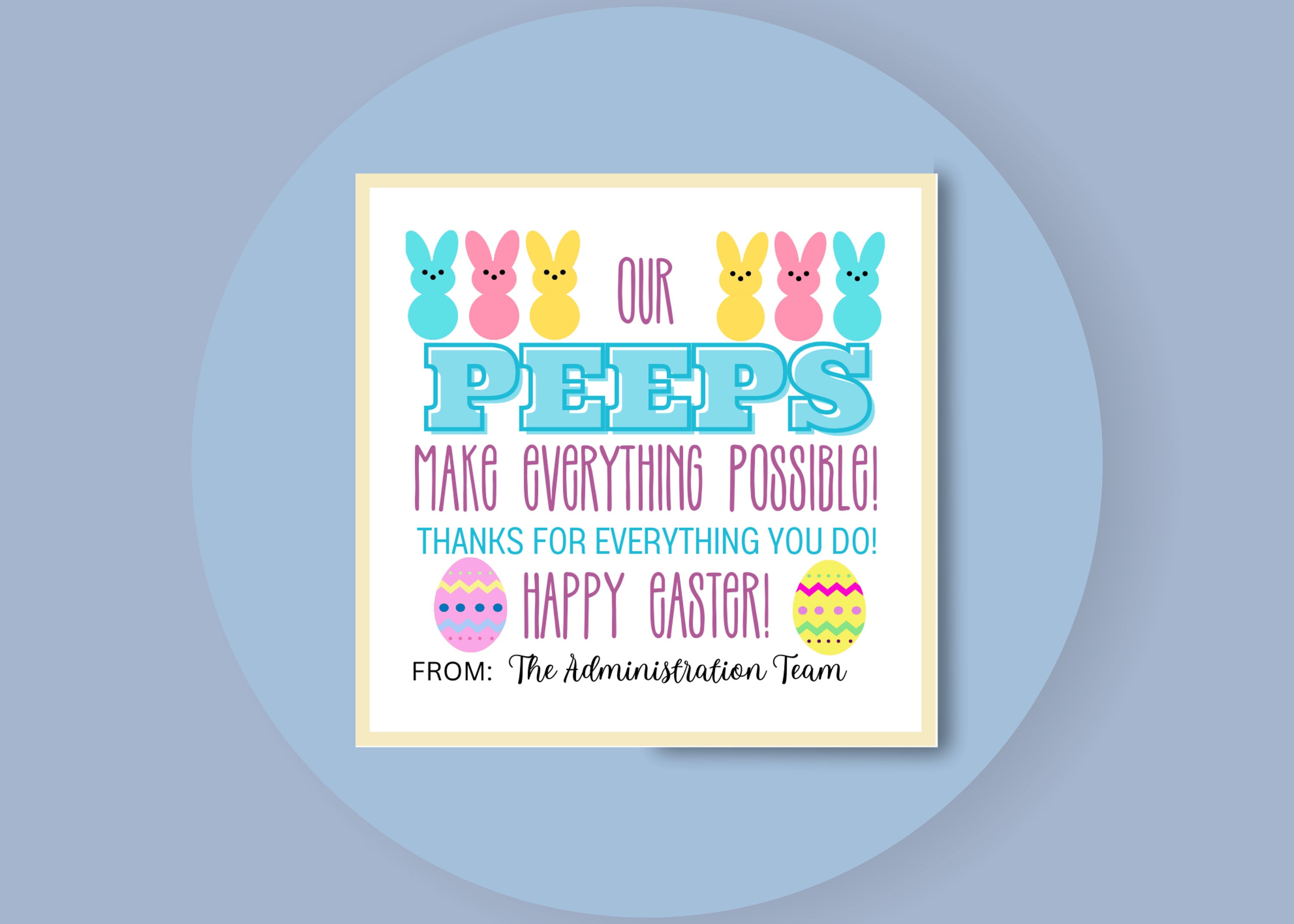 Editable Easter Peeps Gift Tags, Employee Appreciation Gift Tags, Customizable Gift Tags for Easter