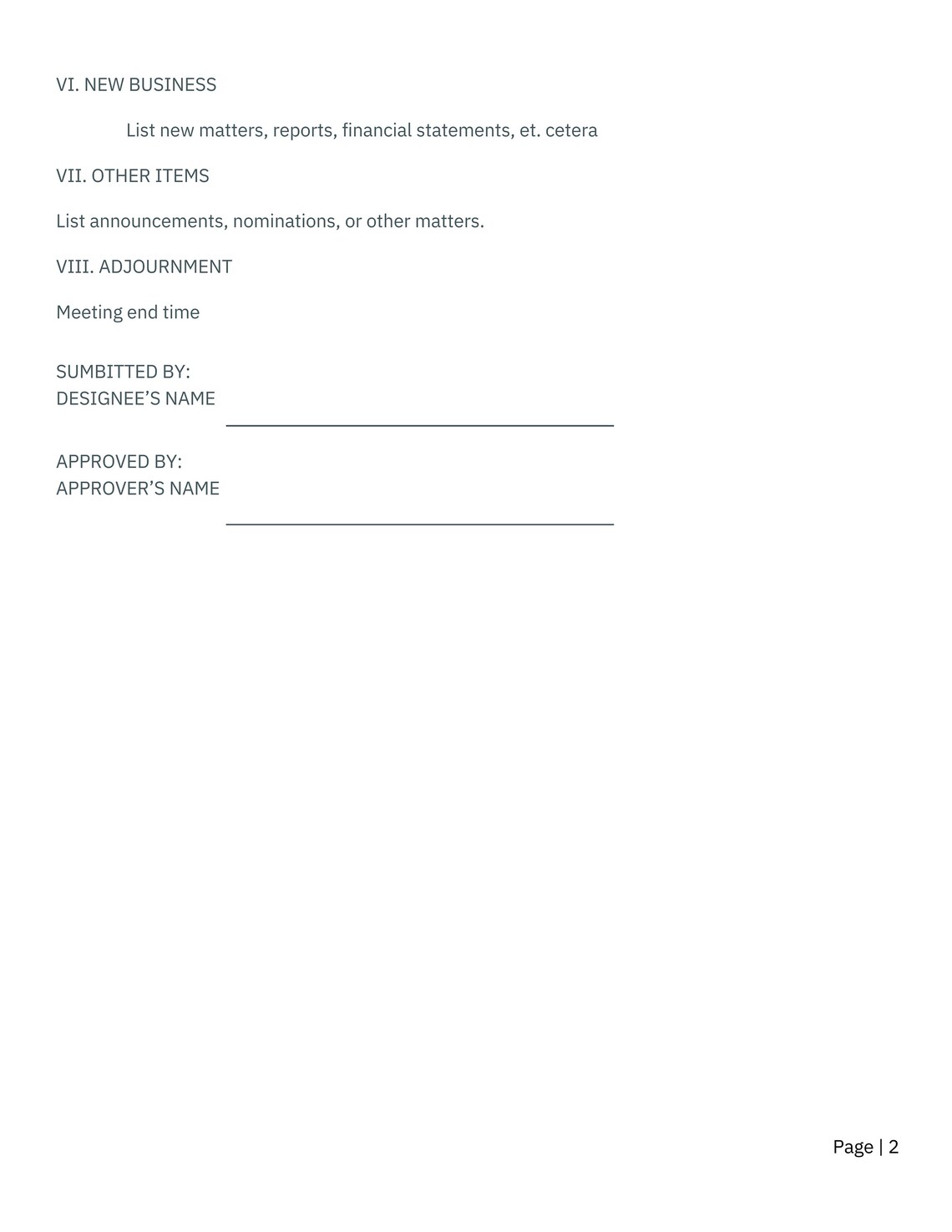 Formal Meeting Minutes Template - Fillable Word Document - Etsy