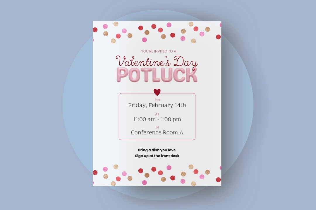 Editable Valentine's Day Potluck Flyer Template | Canva Digital ...