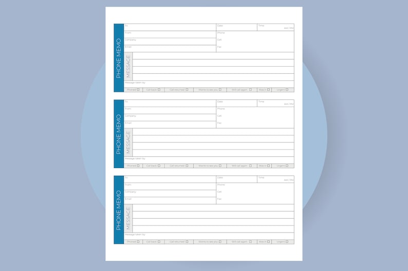 Blue Messagepad Printable Message Pad Template Form, Missed Call Template PDF, Phone ...
