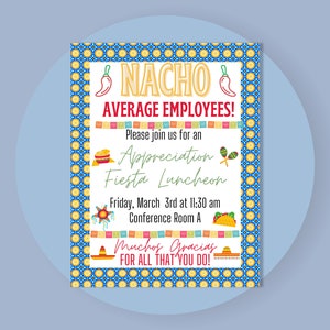 Editable Fiesta Luncheon Flyer | Employee Appreciation Lunch Flyer | Nacho Bar Luncheon Flyer | Taco Bar Flyer