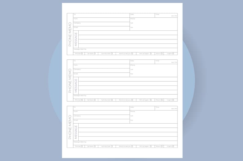 Printable Phone Memo Message Template, Missed Call Message Form ...