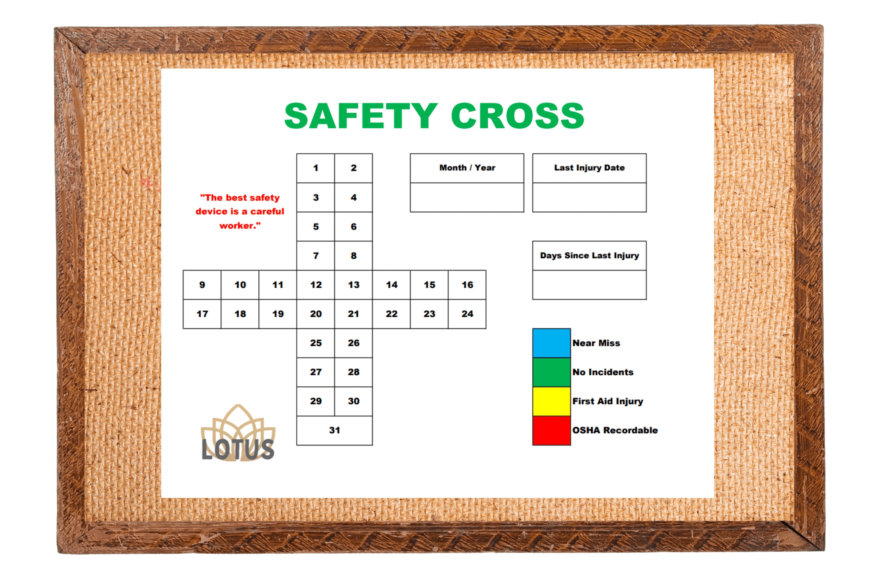 Safety Cross Template, Recordable Incident Tracker, Editable Microsoft