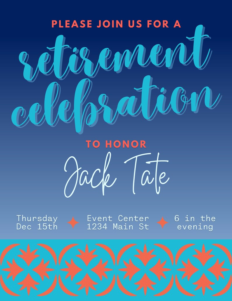 Editable Retirement Party Flyer - Etsy