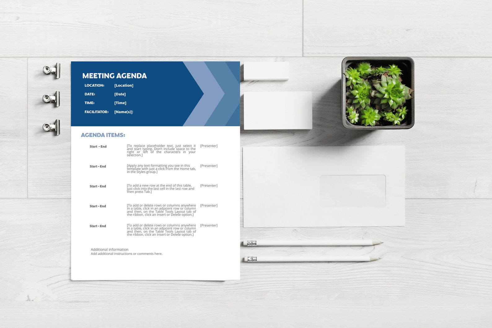 Meeting Agenda Template, Editable Microsoft Word Document, Meeting